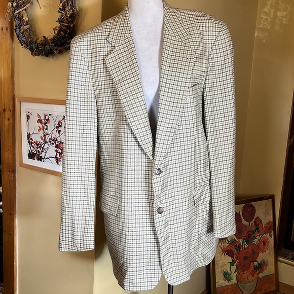 Vtg HUGO BOSS Size 42R Plaid Sportcoat Cashmere/Wool Blend Timeless Preppyt